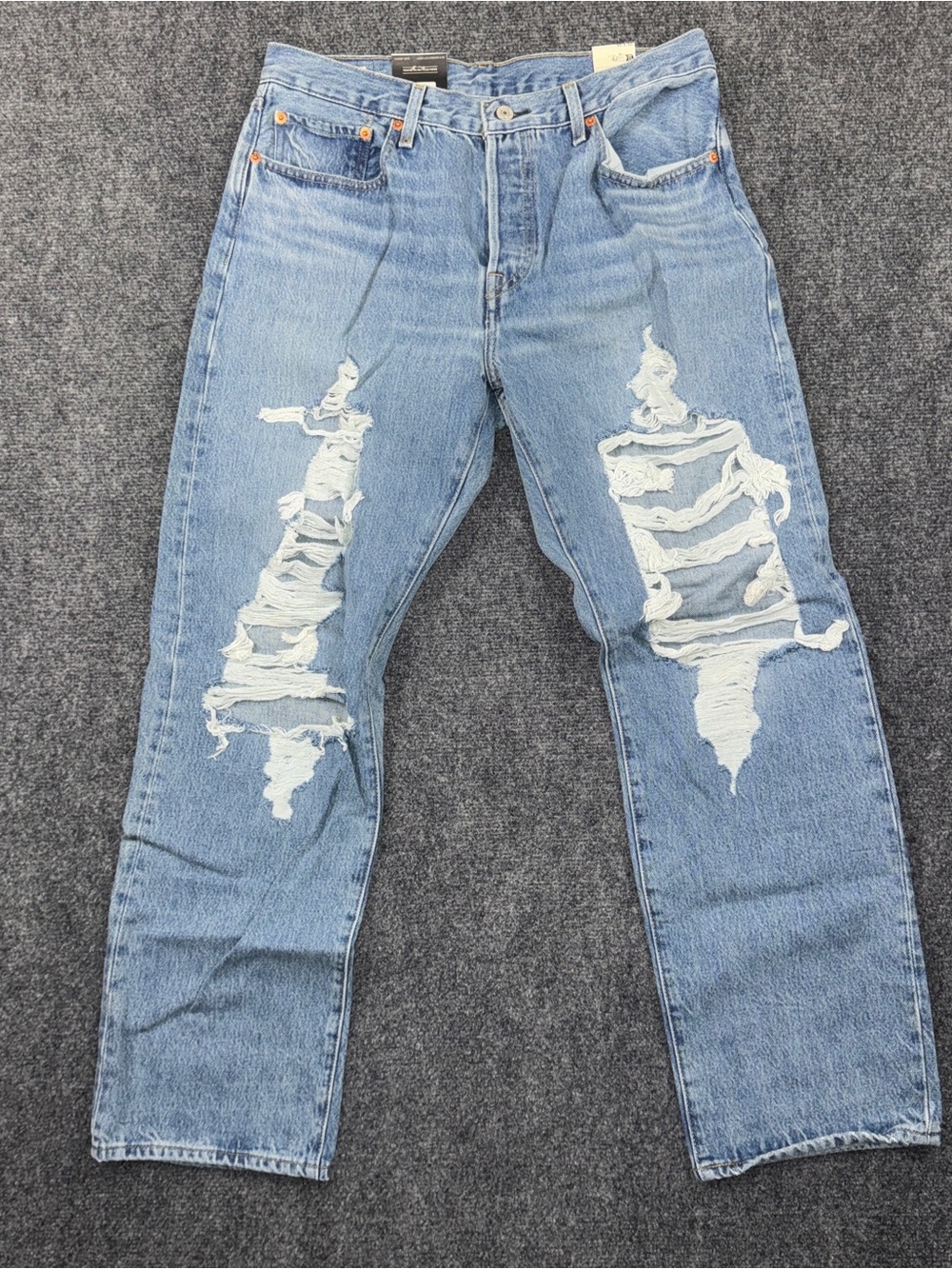 Levi’s Premium 501 ‘90s Distressed Ripped Jeans Women’s 30x30 Light Wash NWT